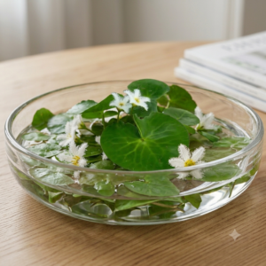 ​Nymphoides Indica (Water Snowflake) in Premium Glass Bowl Display