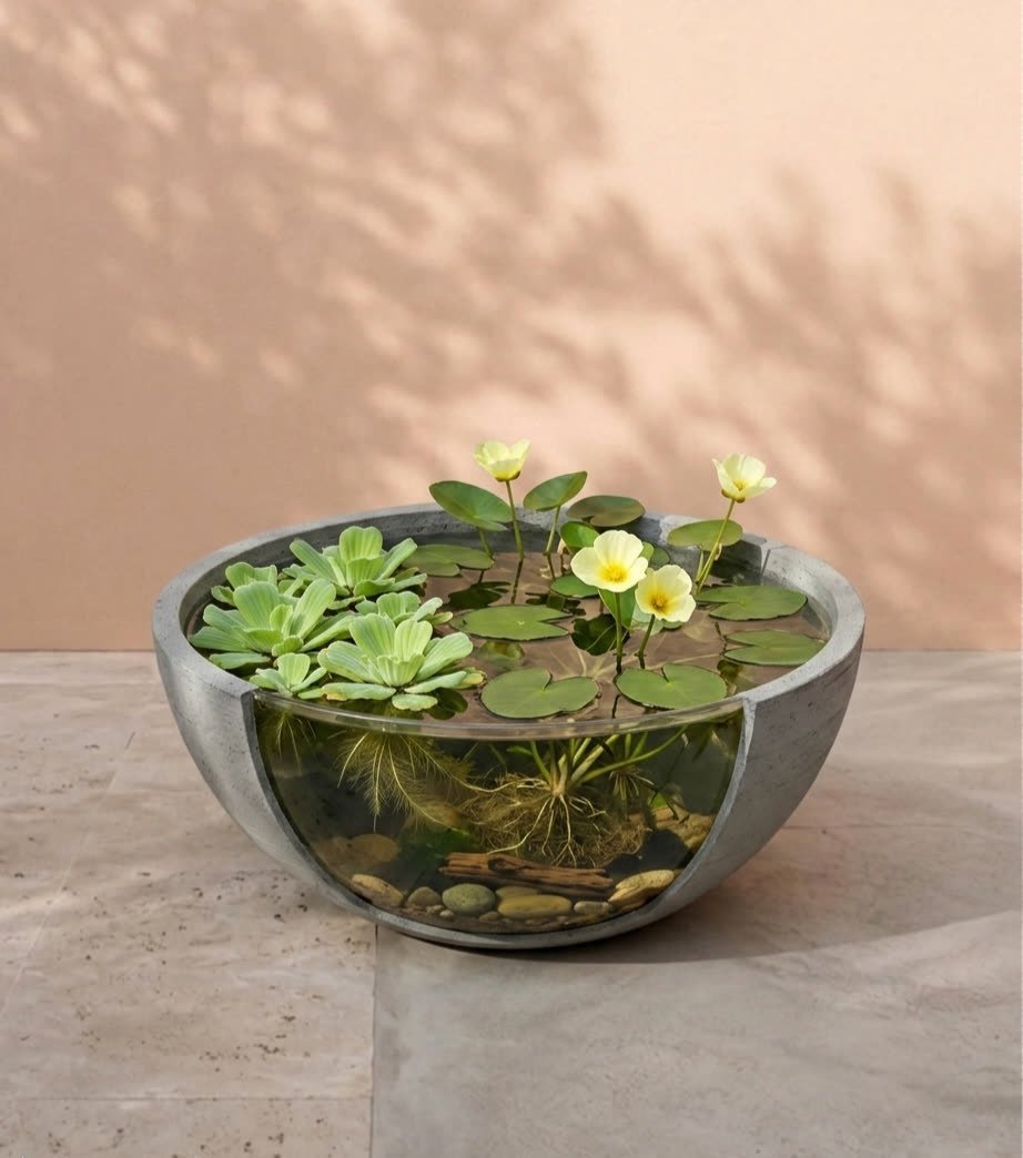 Handcrafted Mini Patio Pond | Low-Maintenance Fish-Ready Water Garden